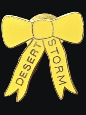 Vintage 1990's "Desert Storm" Yellow Ribbon Bow Commemorative Enamel Lapel Pin